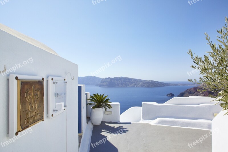 Santorini Beach Terrace Free Photos