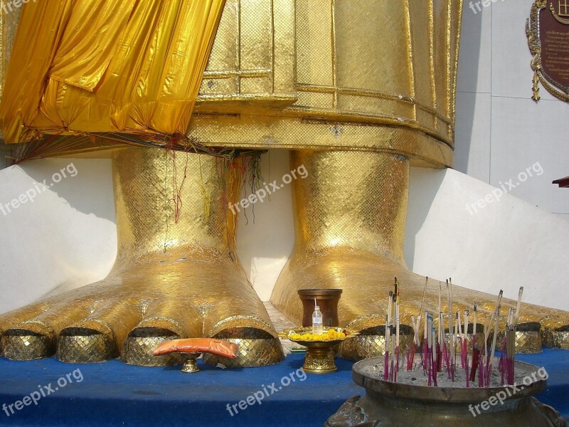 Foot Religion Buddha Statue Toes Incense