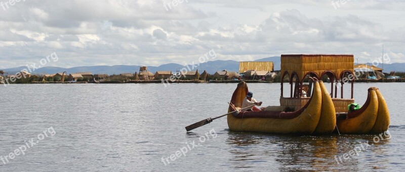 Uros Raft Rowing Peru Island