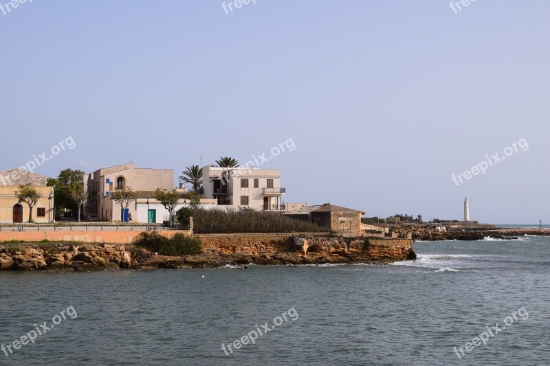 Coast Coastal Village Lighthouse Italy Mediterranean