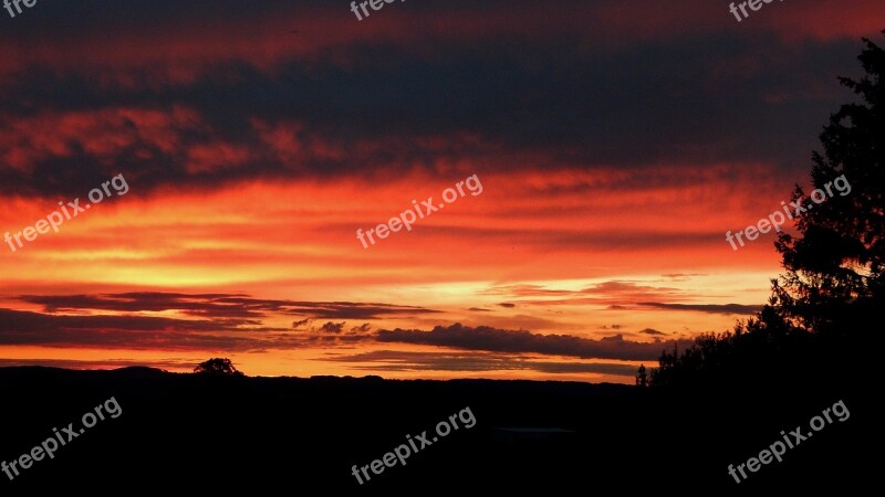 Sunset Red Colors Evening Twilight