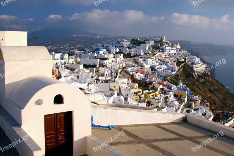 Santorini Greek Island Cyclades White Houses Atmospheric