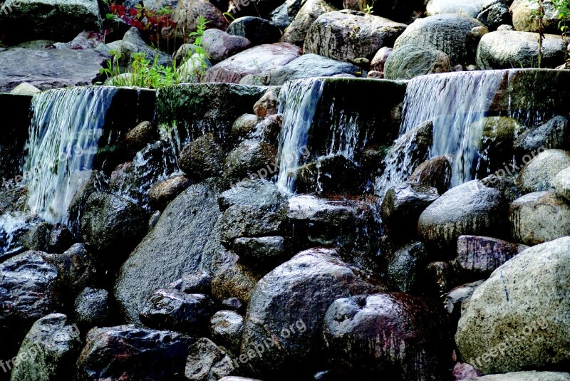 Waterfall The Stones Water Brook Landscape