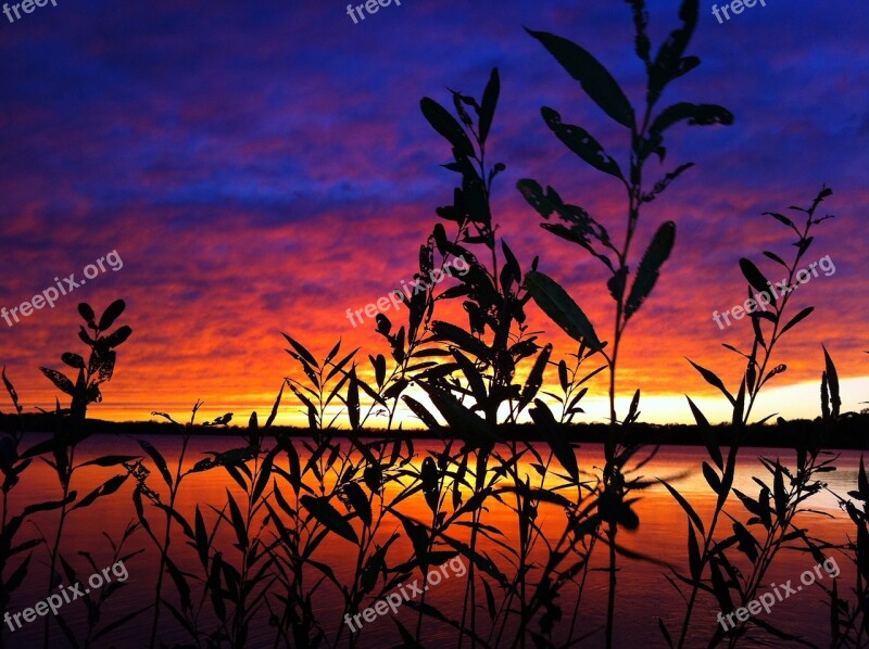 Sunset Wisconsin Powers Lake Clouds Midwest