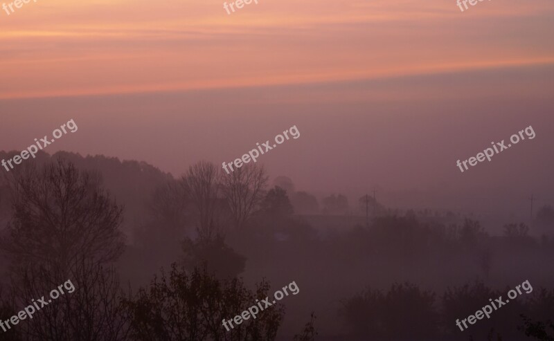 The Fog Dawn Sunrise In The Morning Morning