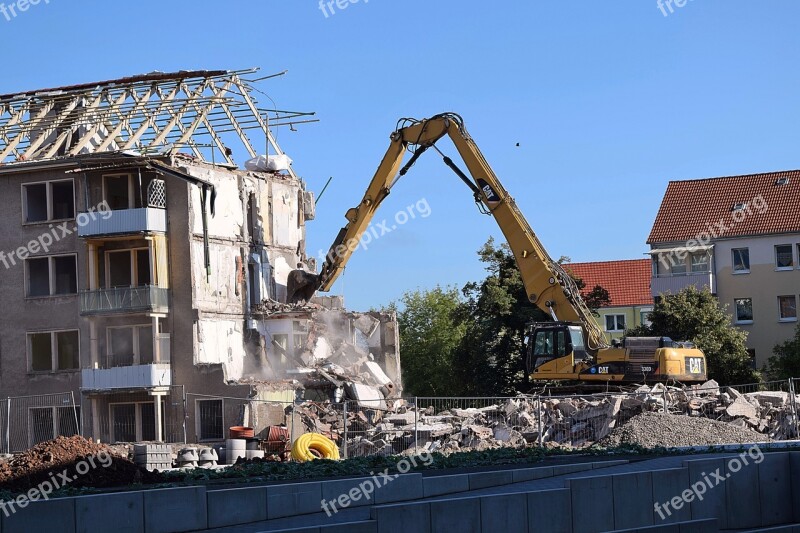 Demolition Excavators Building Rubble Demolition Work Free Photos