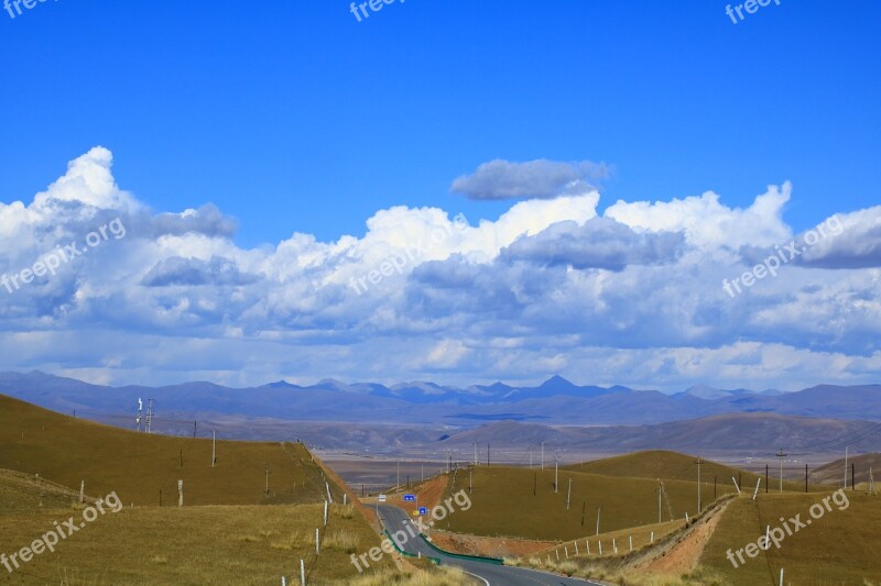 Qinghai The Scenery Blue Sky Xining China