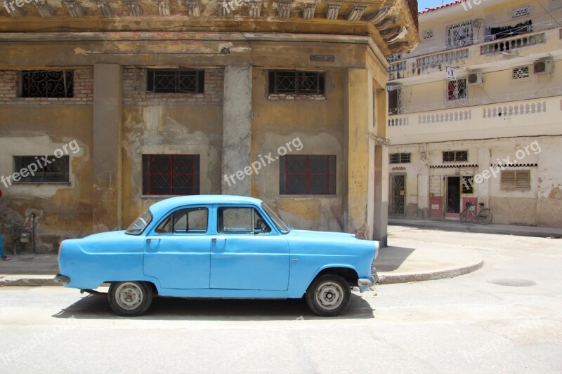 Cuba Oldtimer Blue Classic American Car