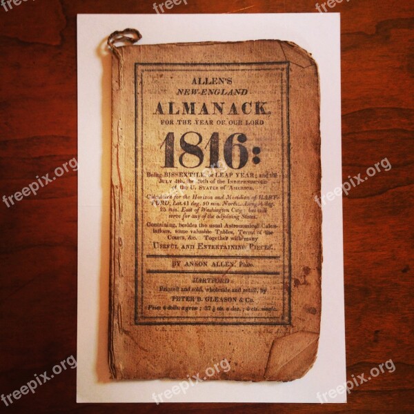 Antique Book Manual Almanac History