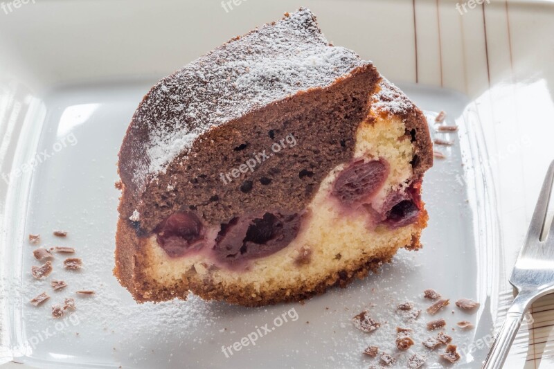 Cake Marble Cake Cherries Dessert Dough