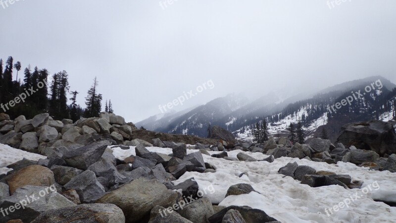 Himalayas Mountains Winter Fog Landscape