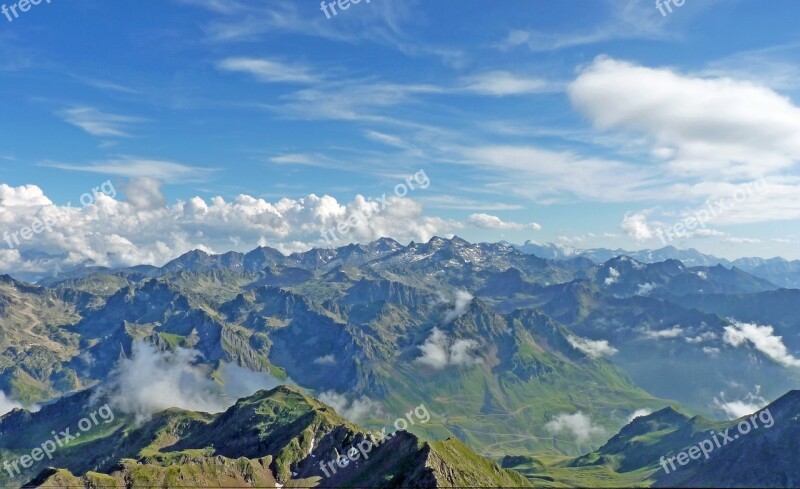 Pyrenees Mountain Summit France Panorama