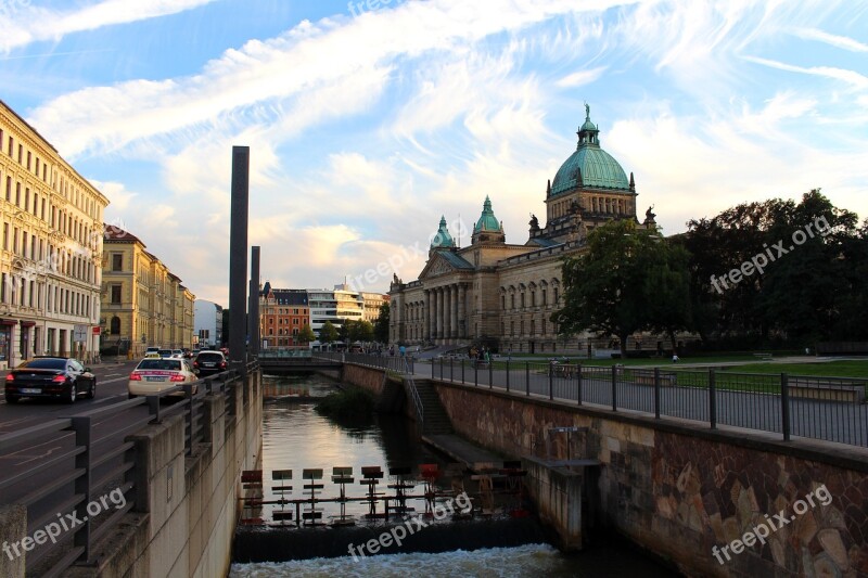 Germany Leipzig City Sky Water