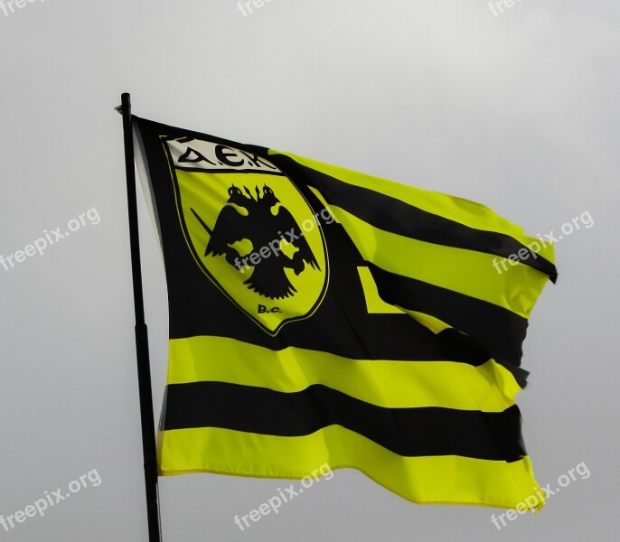 Flag Waving Aek Athens Fc Fan Club Football