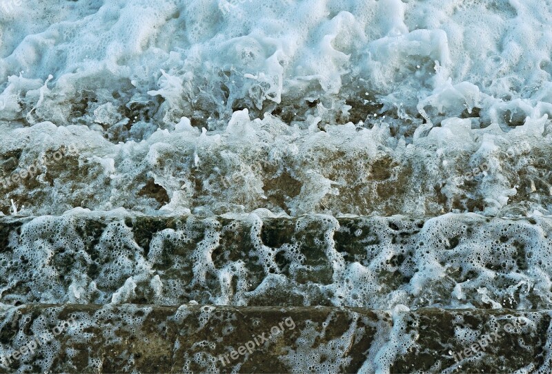 Water Flow Steps Sea Flowing