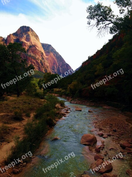 Zion National Park National Parks Mountains Sunset Free Photos