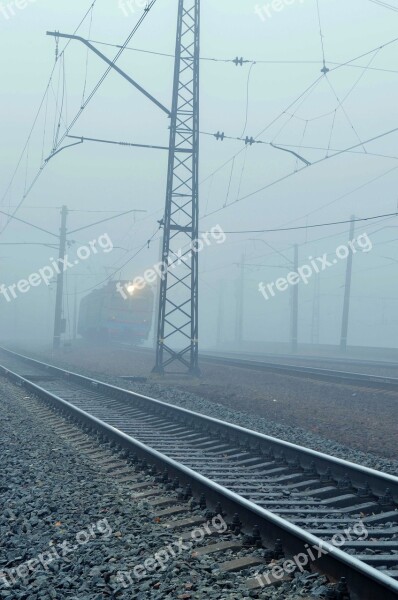 Train Fog Rails Pebbles Wire