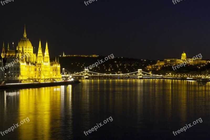 Budapest Hungary Parliament Building Cityscape Danube