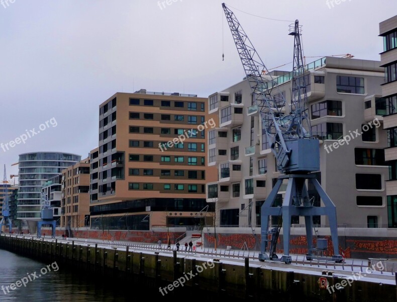 Winter Hamburg Harbour City Mood Maritime