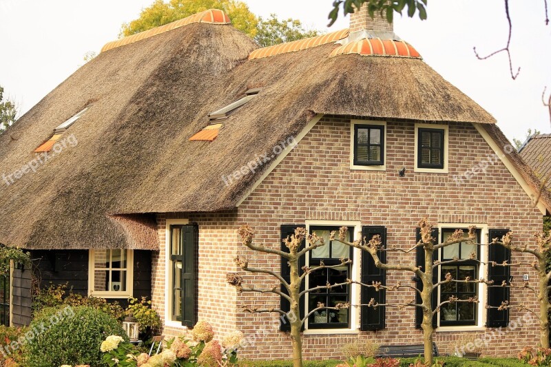 Reed Roof East Frisia Stone Built House Harvested Free Photos