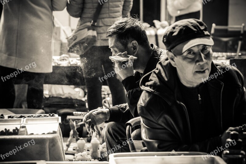 Black And White Documentary Character China Street