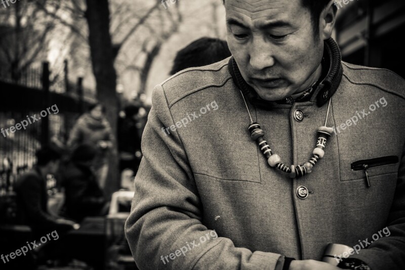 Black And White Documentary Character China Street