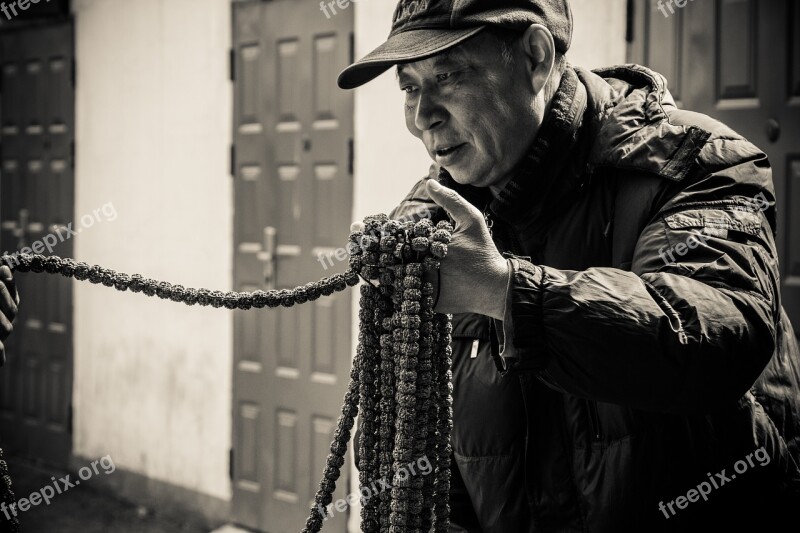 Black And White Documentary Character China Street