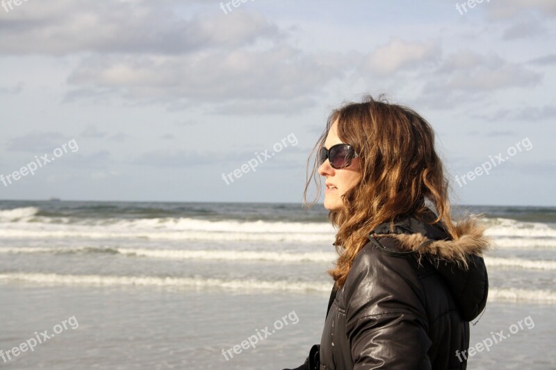 Sea A Breath Of Fresh Air Woman Winter Beach