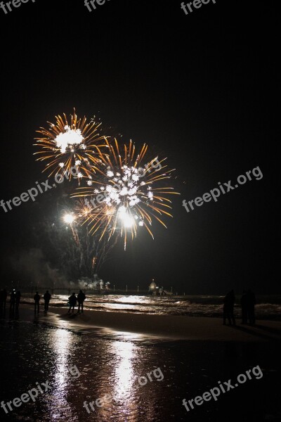 Fireworks Baltic Sea Sea Rocket Beach