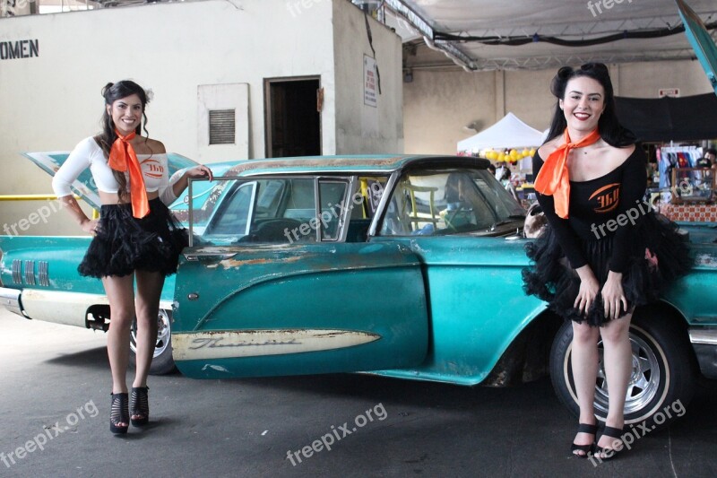 Woman Sexy Car Retro Model