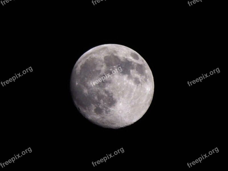 Month Dark Glow Full Moon Evening Sky