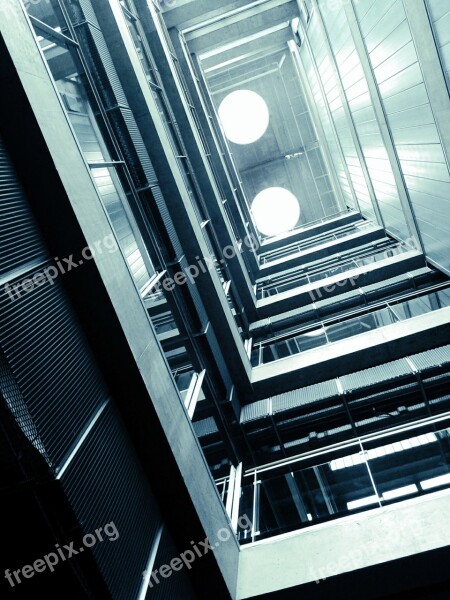 Building Stairs Architecture Look Up Indoor