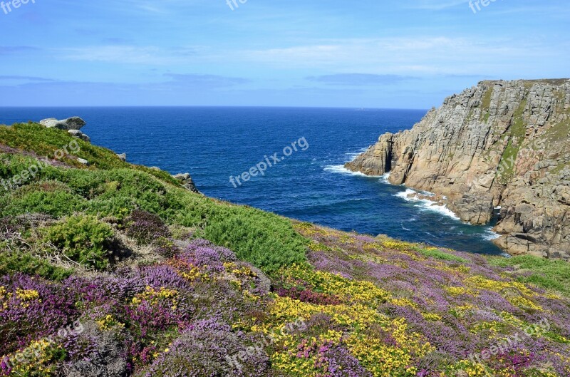 Cornwall Coast Sea England Rock