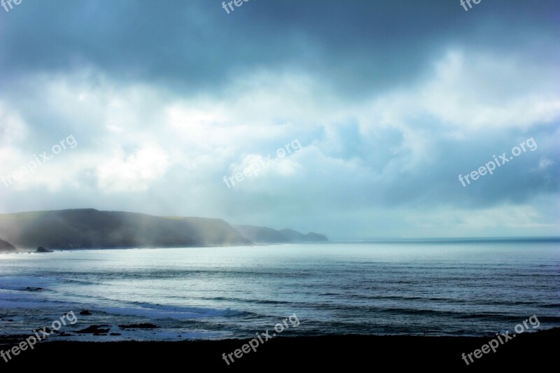 Beach Ocean United Kingdom Cornwall Sky