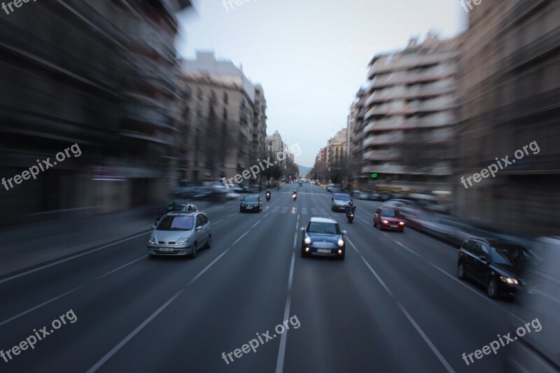 Barcelona Zoom Zoom Blur Road City