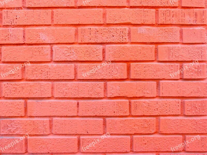 Brick Background Orange Painted Brick Texture Structure