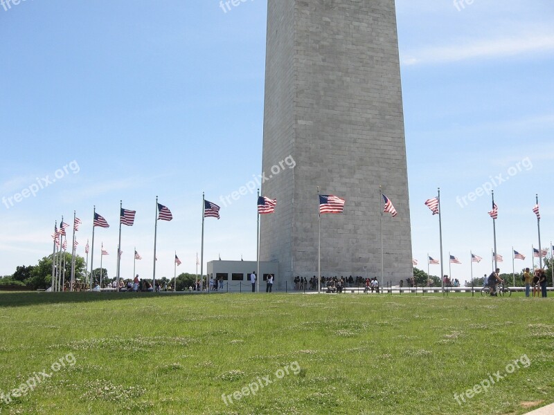 Washington Monument Mall Obelisk Base Flags