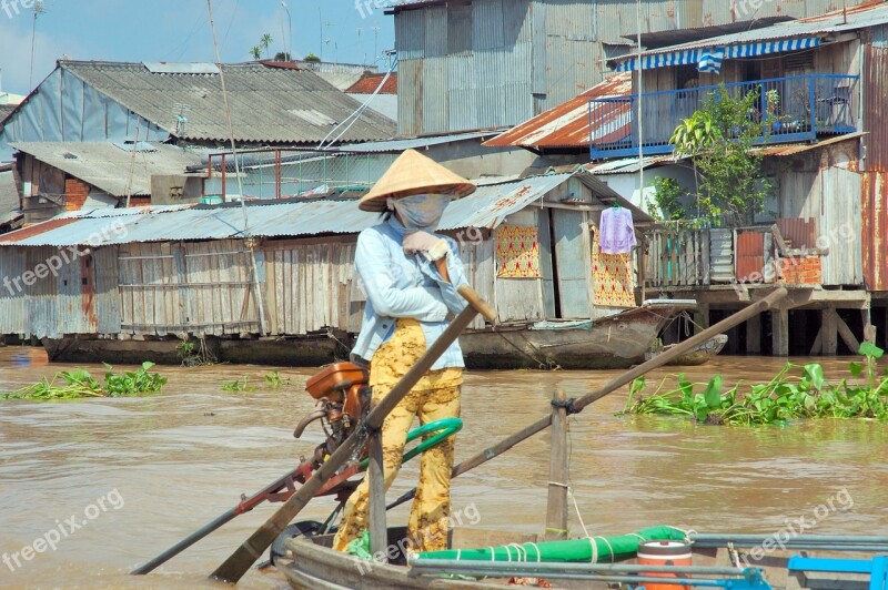 Vietnam River Barca Rowing Water