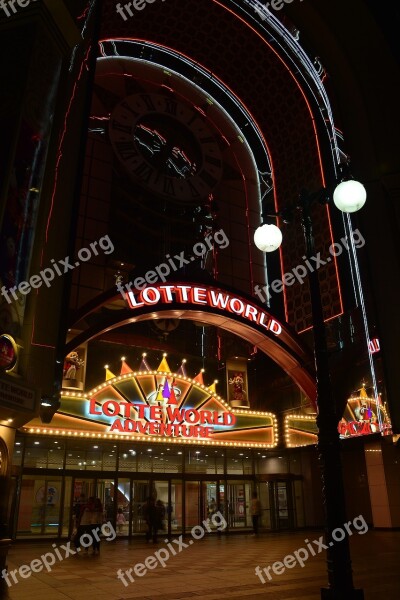 Night View Lotte World Night A Neon Sign Lighting