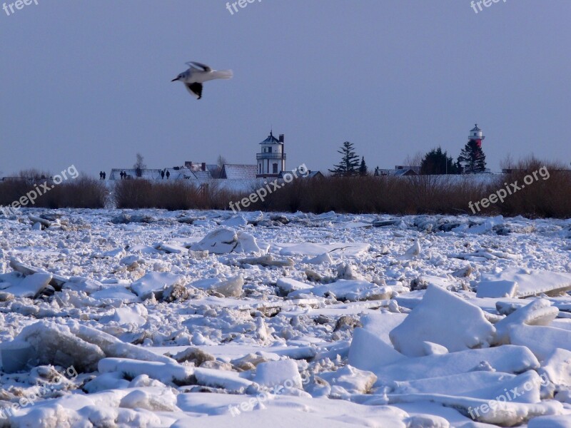 Elbe Lühe Ice Old Country Winterstimmung