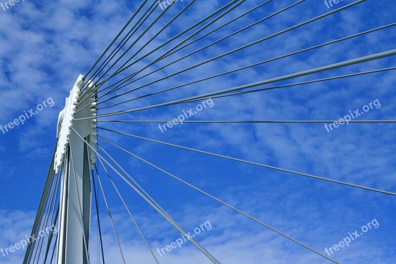 Bridge Bridge Construction Suspension Bridge Stretched Architecture