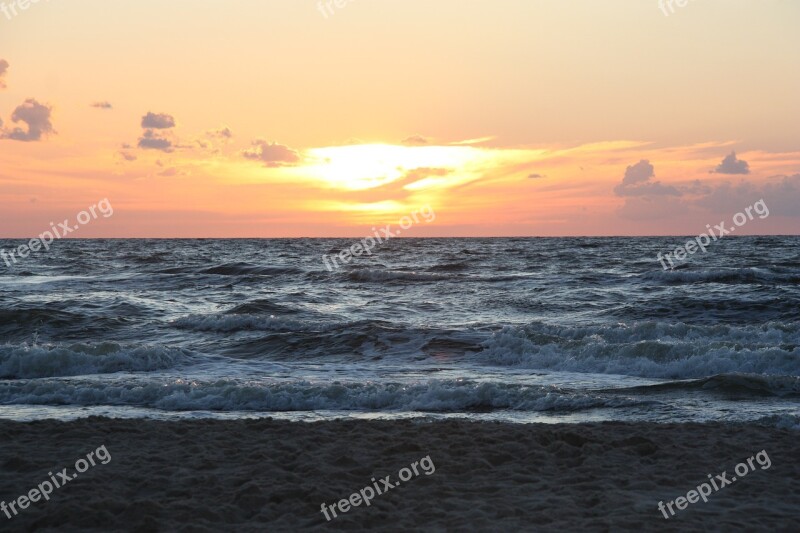 Sea Sunset Water Evening The Baltic Sea