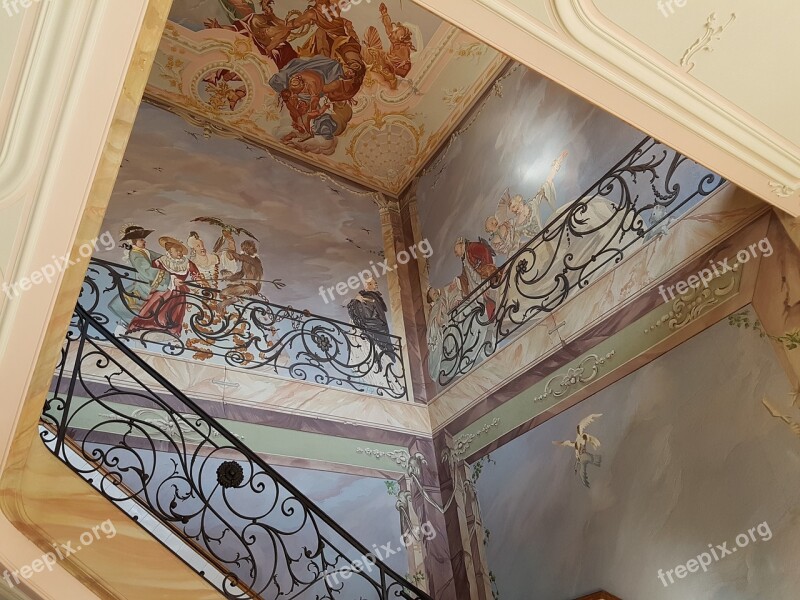 Staircase Mural Baroque Historically Architecture