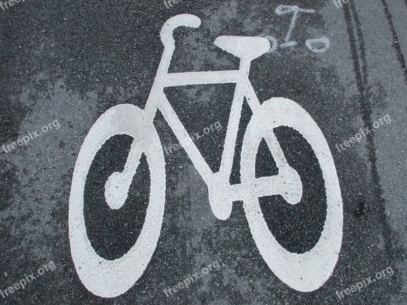 Bicycle Bike Sign Painted Road