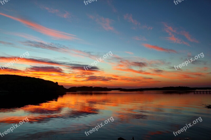 Sunset Sweden Nordic Sea Water