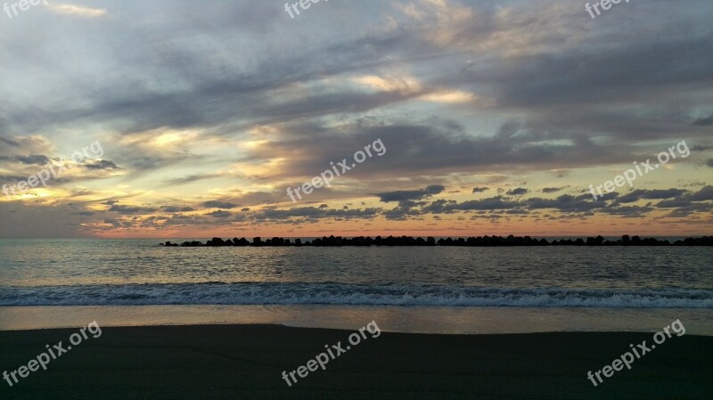 Beach Sunset At Dusk Landscape Evening