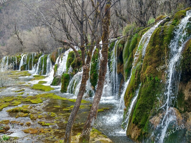 Falls Jiuzhaigou The Scenery Tourism Lake