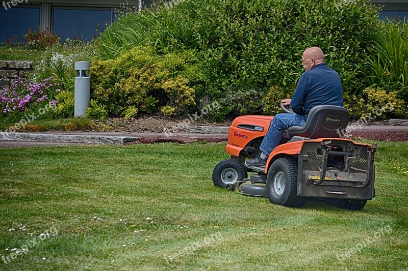 Turf Grass Mower Man Worker