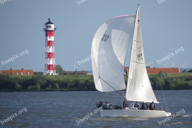 Elbe Beacon Sailing Boat Lighthouse Daymark