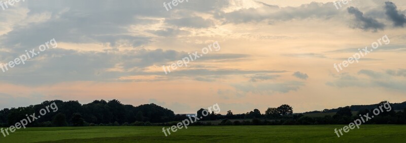 Landscape Pano Nature Grass Trees